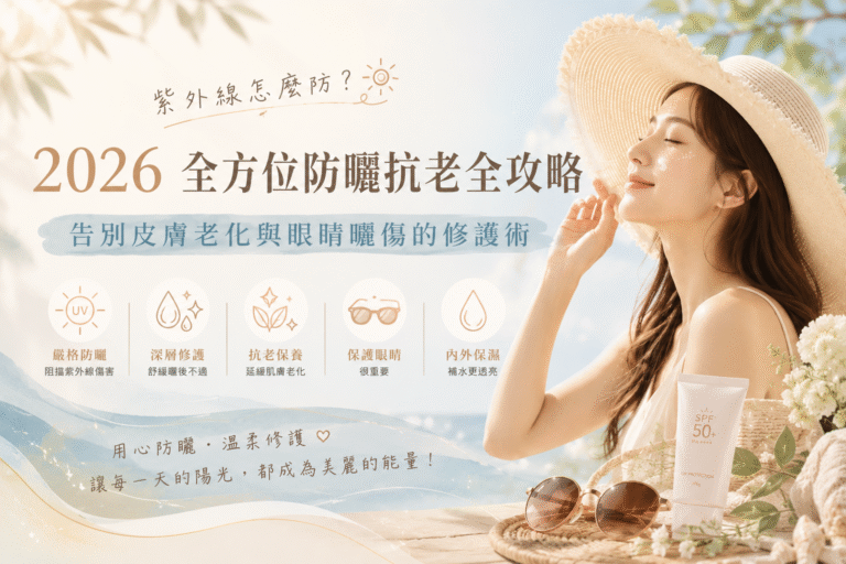 紫外線怎麼防?2026全方位防曬抗老全攻略:告別皮膚老化與眼睛曬傷的修護術 1 ChatGPT Image 2026年7月15日 下午03 44 21