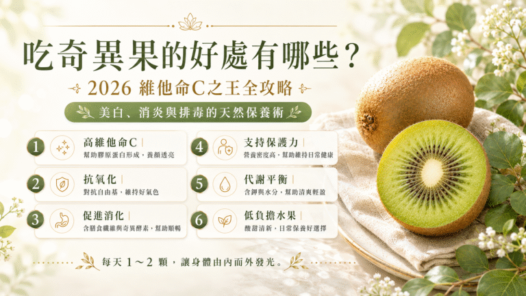 吃奇異果的好處有哪些?2026維他命C之王全攻略:美白、消炎與排毒的天然保養術 1 ChatGPT Image 2026年7月4日 上午11 25 09